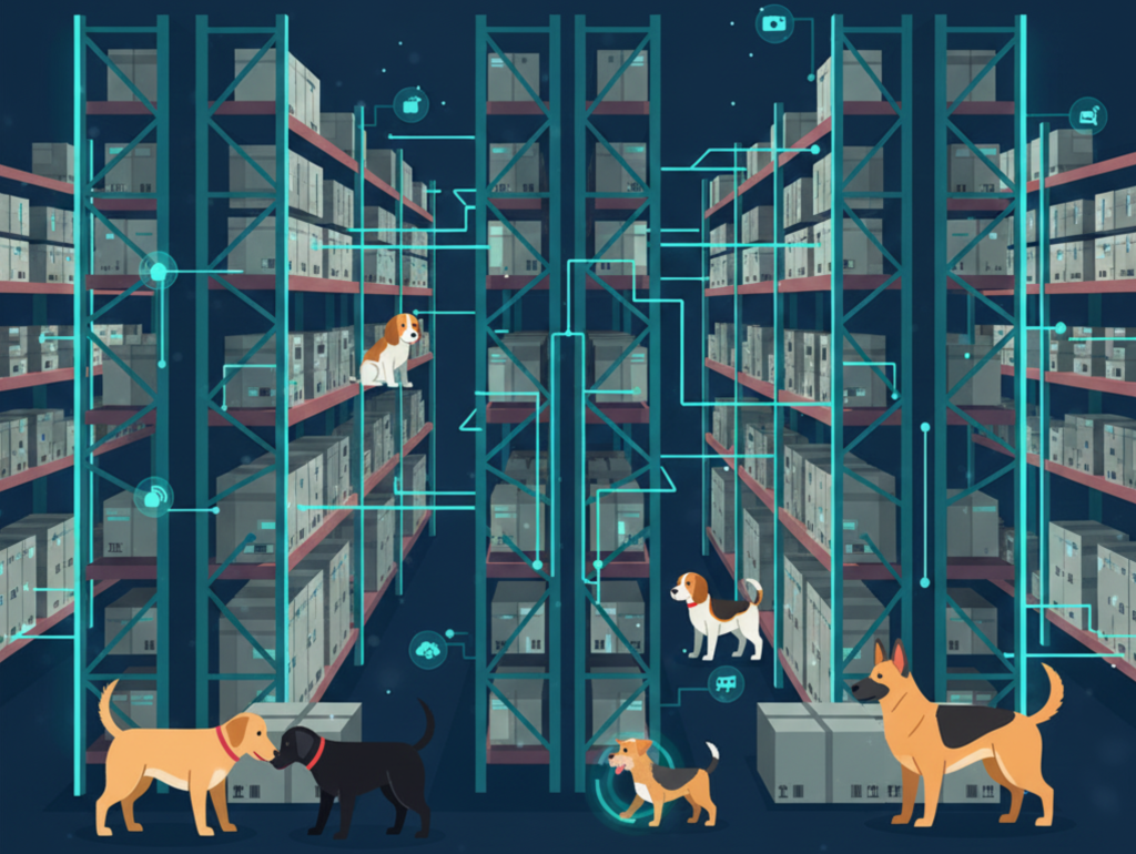 Image shopwing dogs, and a warehouse for a blog post on From Manual Orders to Automated Partnerships